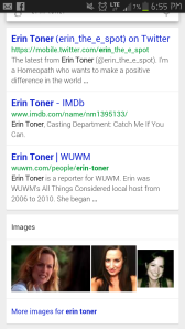 Screen shot of what came up when I just searched "Erin Toner"