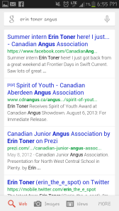 Results that appeared when I narrowed my search to "Erin Toner angus"